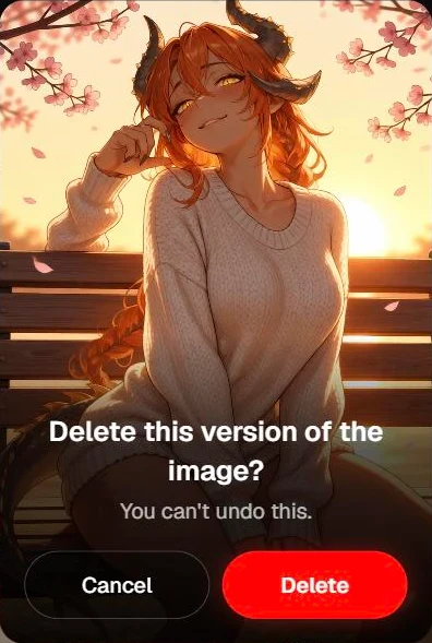 Delete on a picture with several versions asks "Delete this version of the image?"