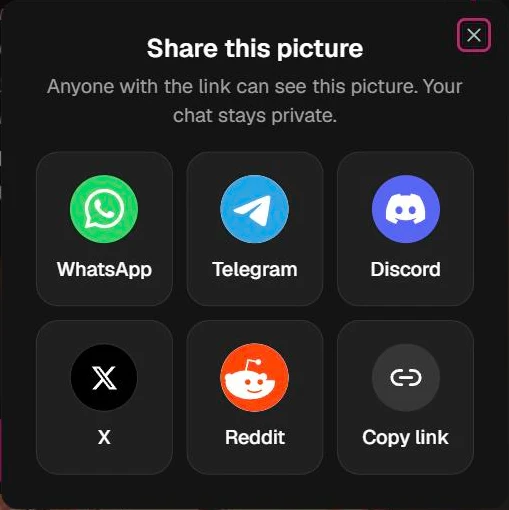 The Share sheet: WhatsApp, Telegram, Discord, X, Reddit and Copy link